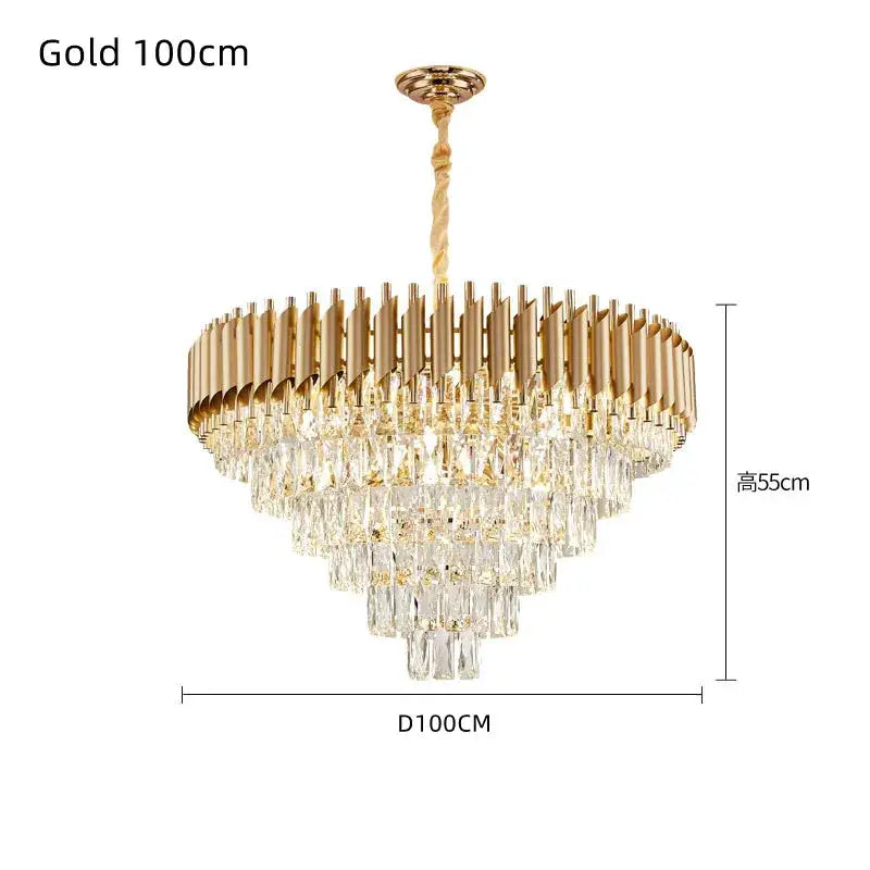 Black Crystal 100cm Pendant Chandelier