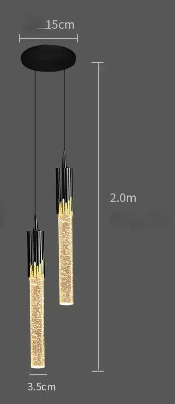 Gold Crystal 2-Head Dining Room Pendant Lamp