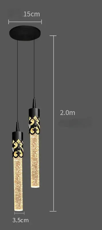 Gold Crystal 2-Head Dining Room Pendant Lamp
