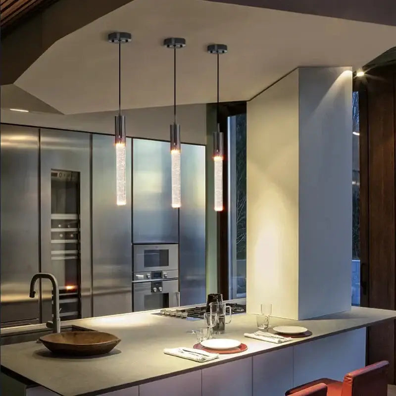 Gold Crystal 2-Head Dining Room Pendant Lamp