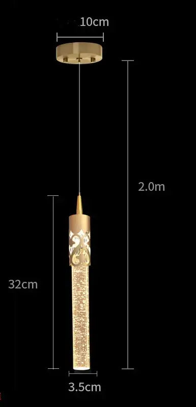 Gold Crystal 2-Head Dining Room Pendant Lamp