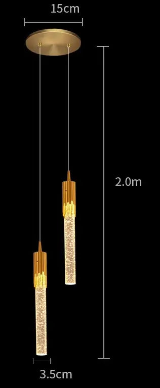 Gold Crystal 2-Head Dining Room Pendant Lamp