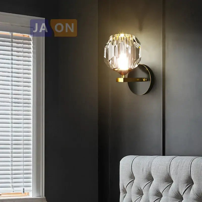 Black Gold Crystal Sconce Sleek Modern Design