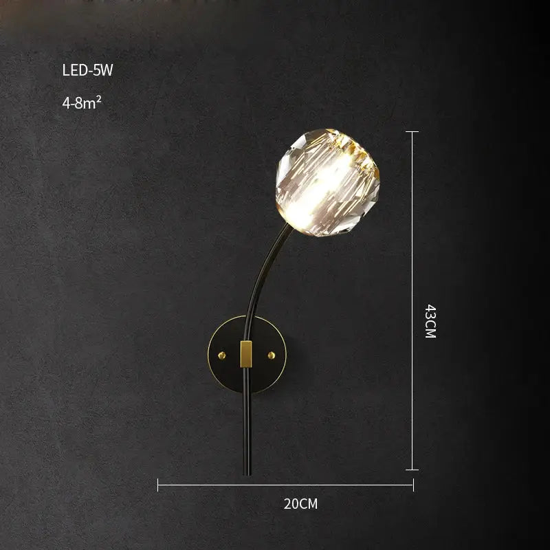Black Gold Crystal Sconce Sleek Modern Design