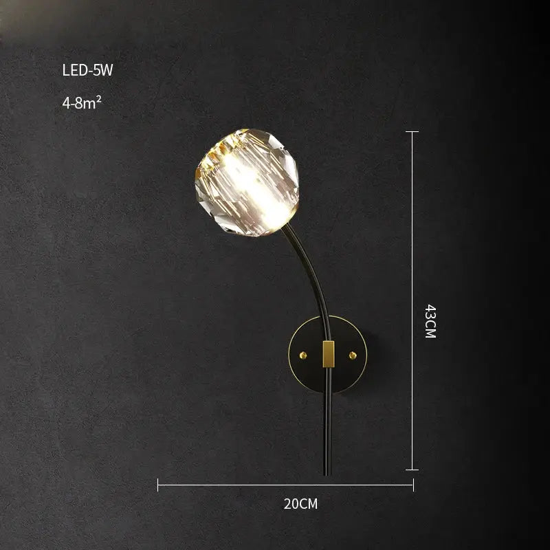 Black Gold Crystal Sconce Sleek Modern Design