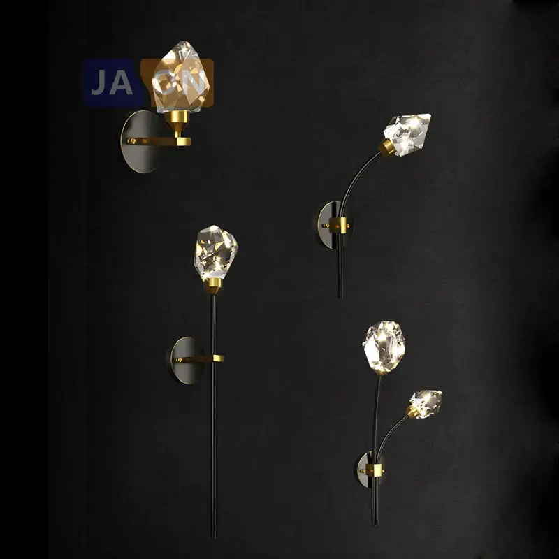 Black Gold Crystal Sconce Sleek Modern Design