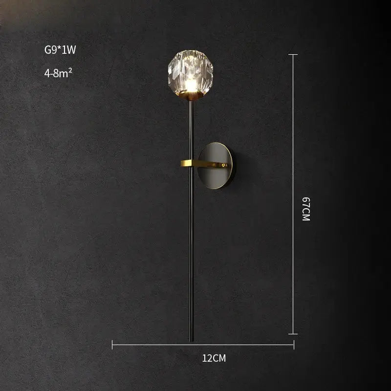 Black Gold Crystal Sconce Sleek Modern Design