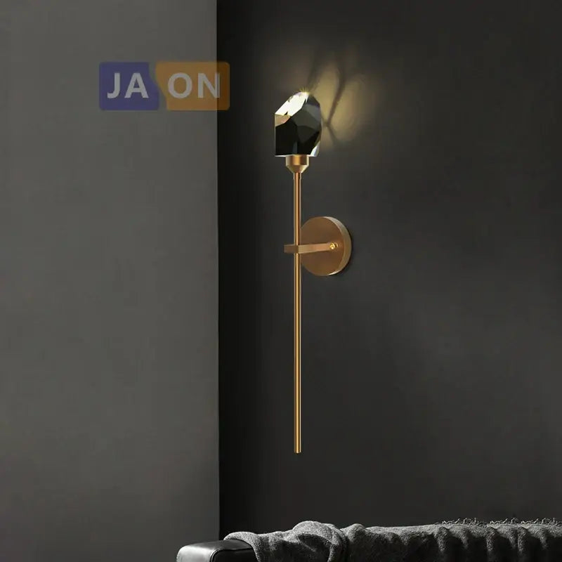 Black Gold Crystal Sconce Sleek Modern Design