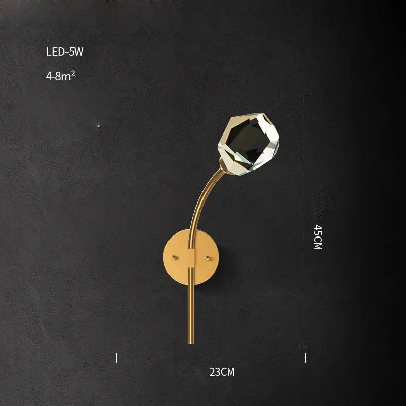 Black Gold Crystal Sconce Sleek Modern Design