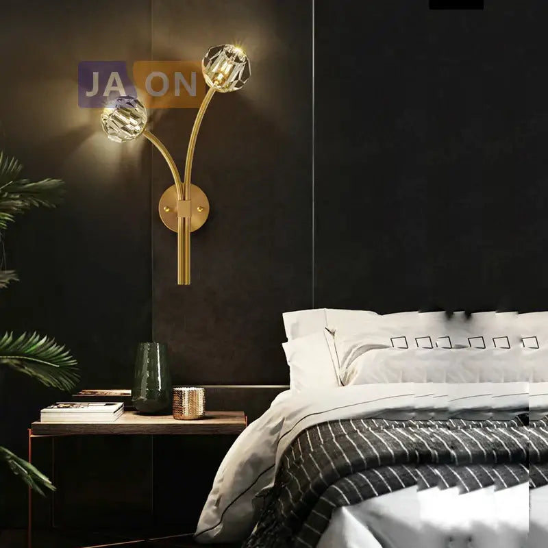 Black Gold Crystal Sconce Sleek Modern Design