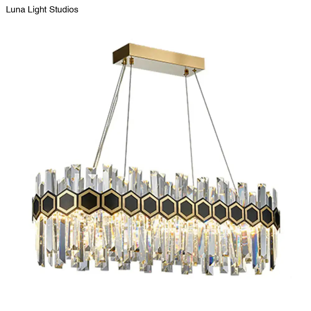 Black Crystal Oval Chandelier