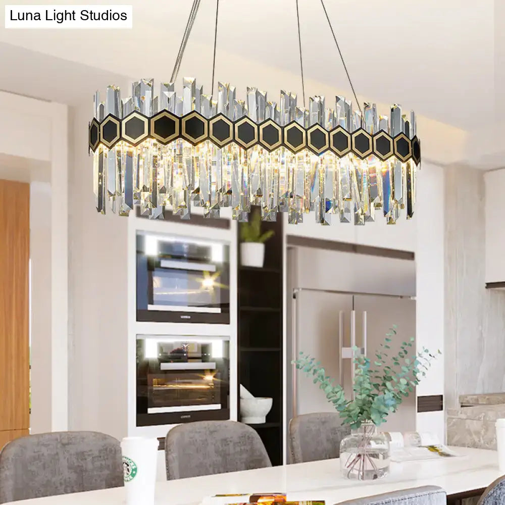 Black Crystal Oval Chandelier