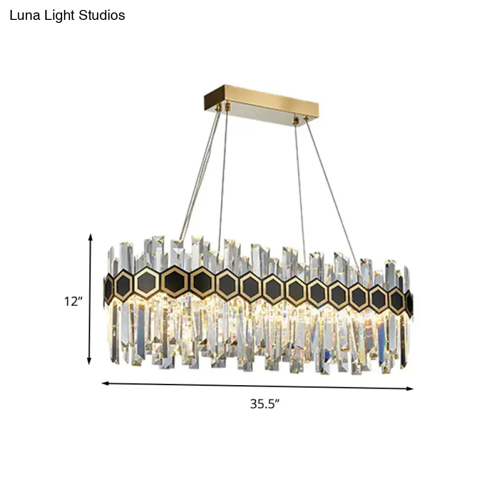 Black Crystal Oval Chandelier