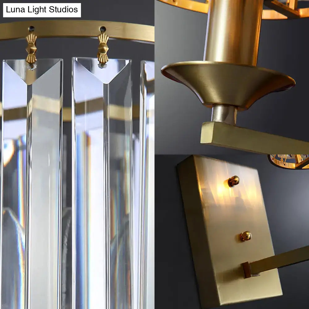 Black Gold Crystal Cylindrical Wall Sconce