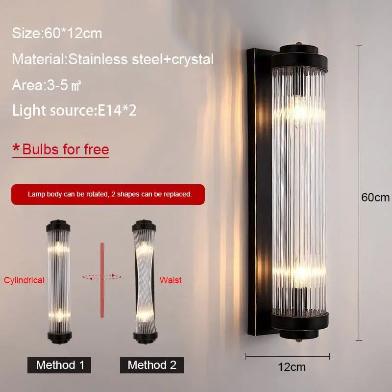 Black Gold LED Wall Lamp for Living Rooms