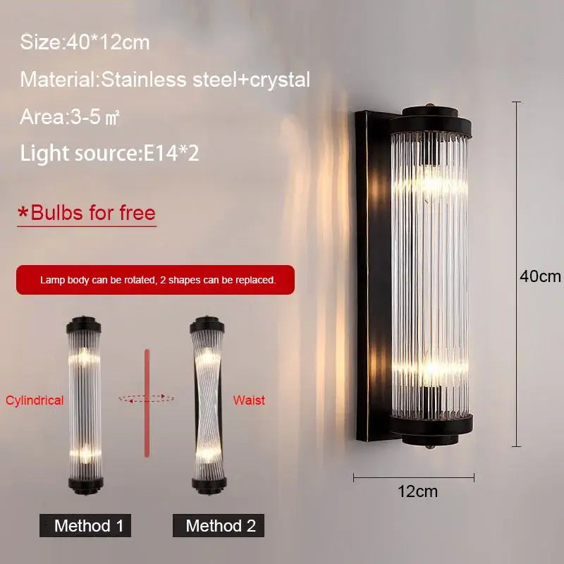 Black Gold LED Wall Lamp for Living Rooms