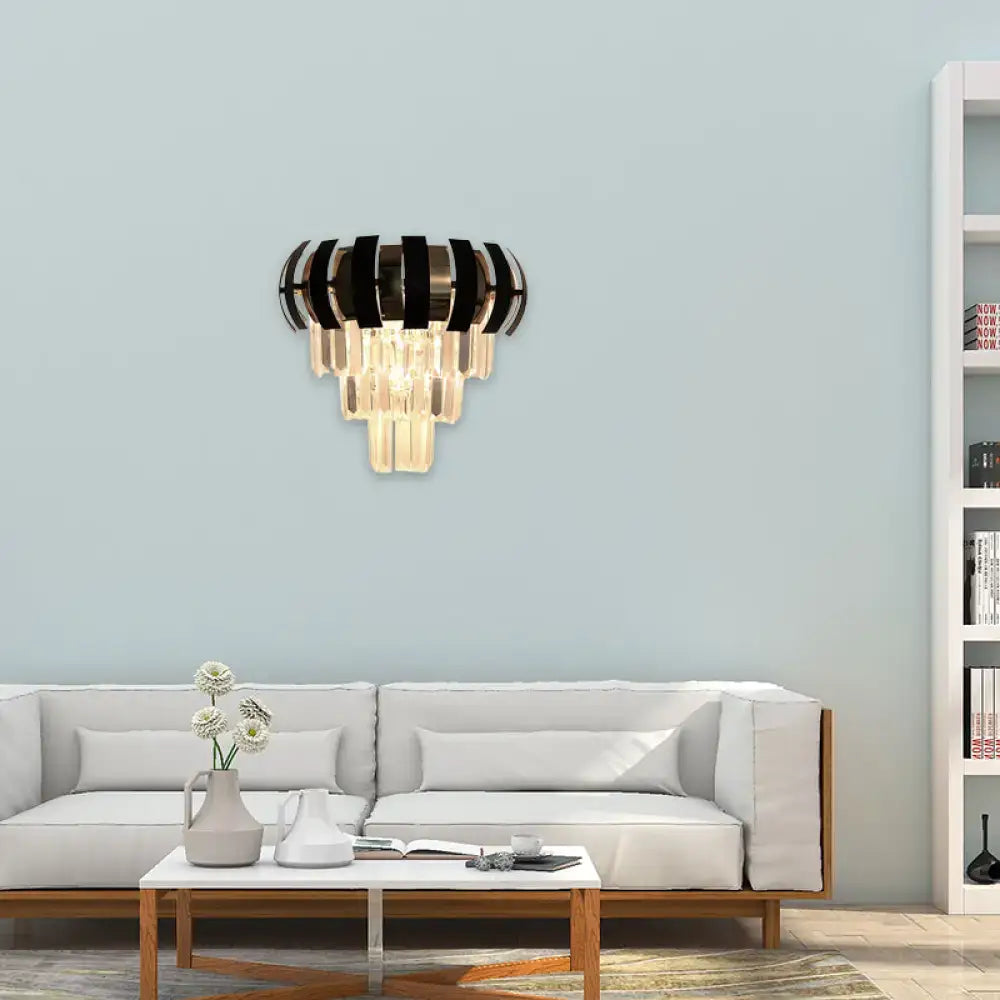 Black Gold Layered Sconce Hardwired Design