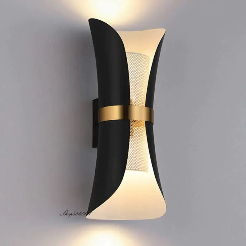 Black Gold Sleek Bedroom Wall Lamp