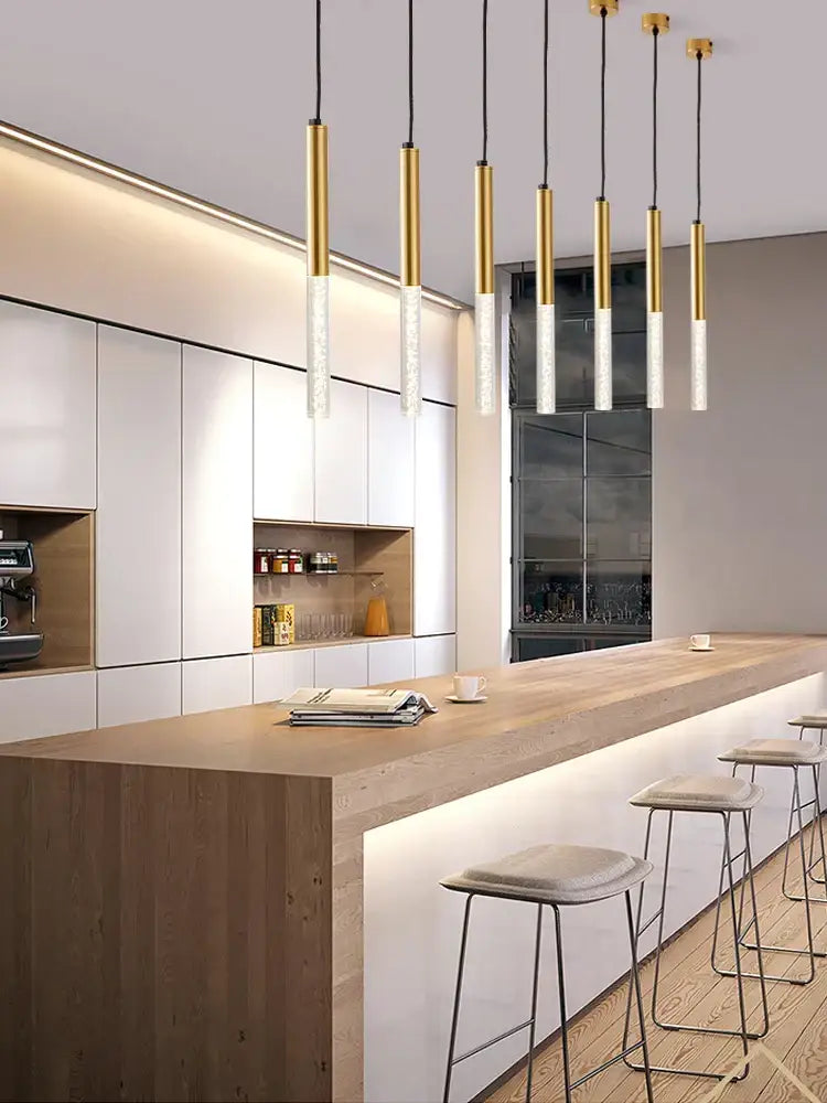 Gold Cylinder Pendant Light