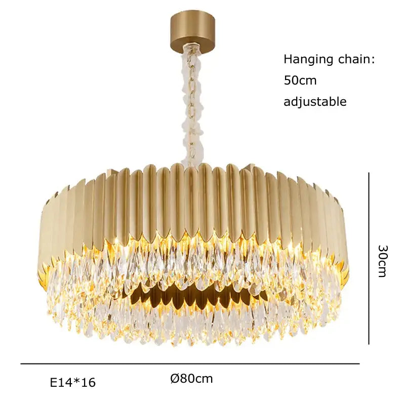 Black Gold Round Chandelier with Dimmable LED
