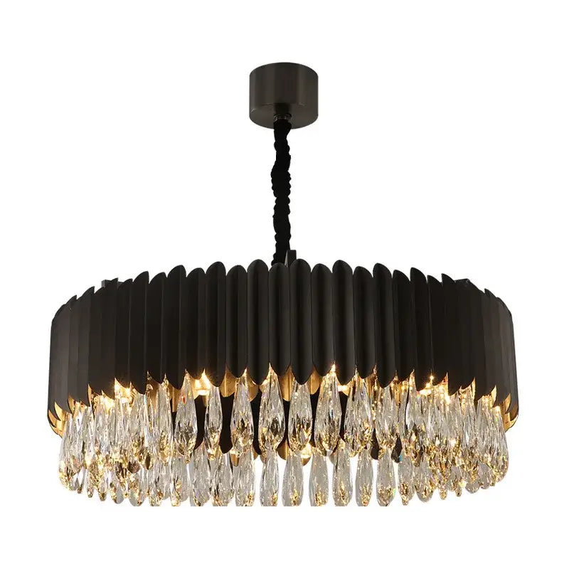 Black Gold Round Chandelier with Dimmable LED