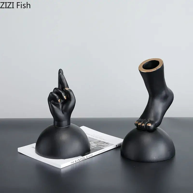 Black Gold Modern Abstract Resin Sculpture