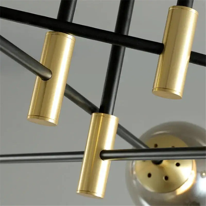 Black LED Ceiling Chandelier Multi-Color Glass