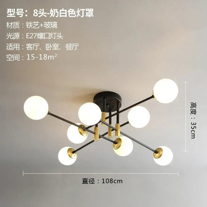 Black LED Ceiling Chandelier Multi-Color Glass