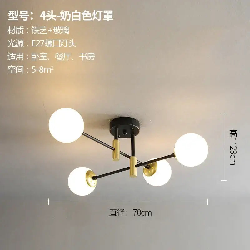 Black LED Ceiling Chandelier Multi-Color Glass