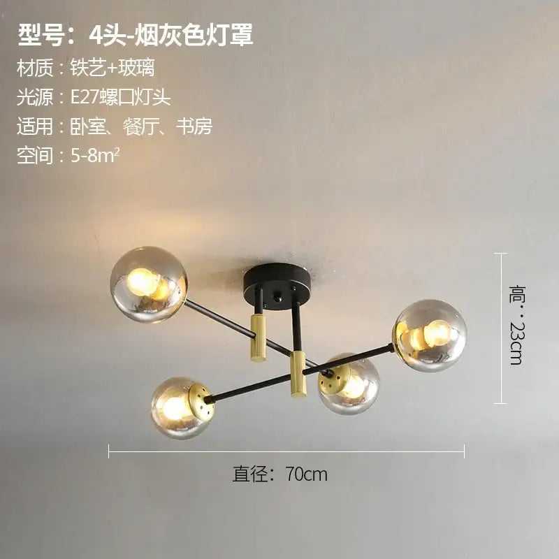 Black LED Ceiling Chandelier Multi-Color Glass