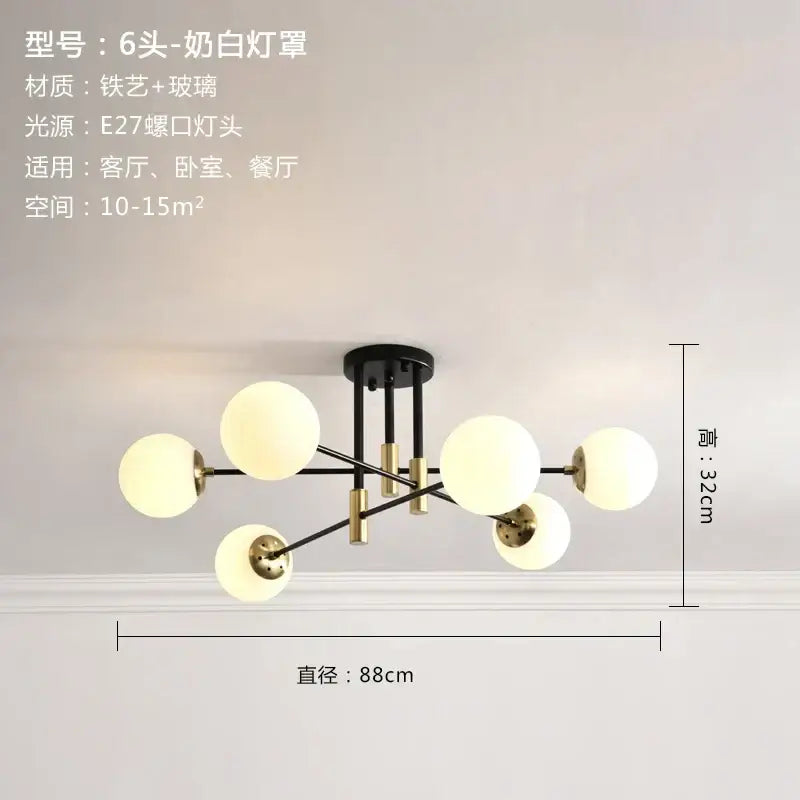 Black LED Ceiling Chandelier Multi-Color Glass