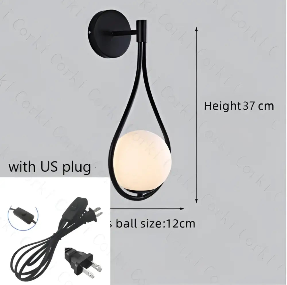 Black Gold LED Bedroom Sconce