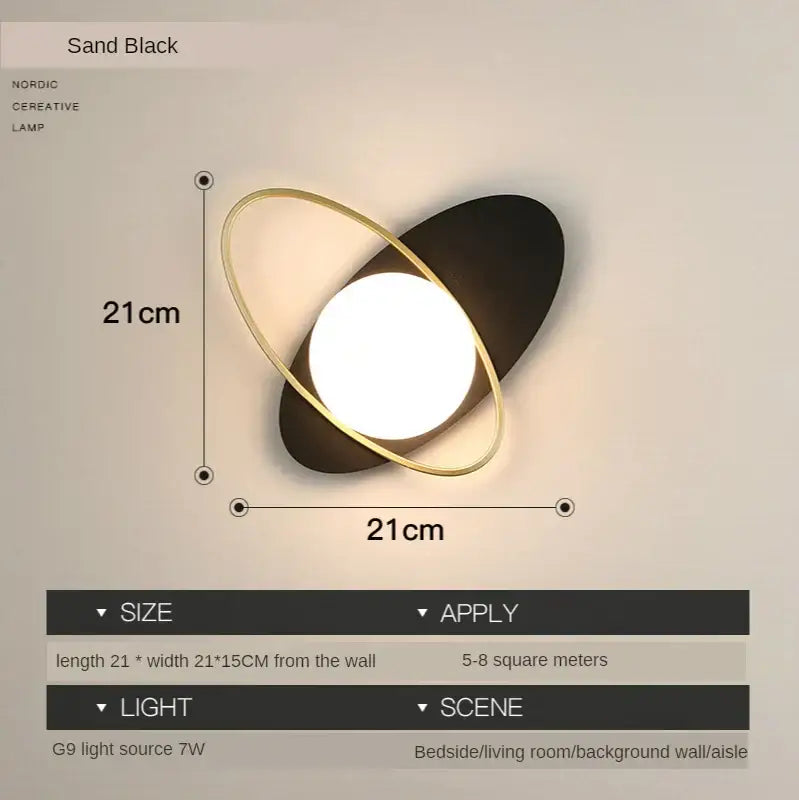 Black Gold Nordic Bedroom Wall Sconce