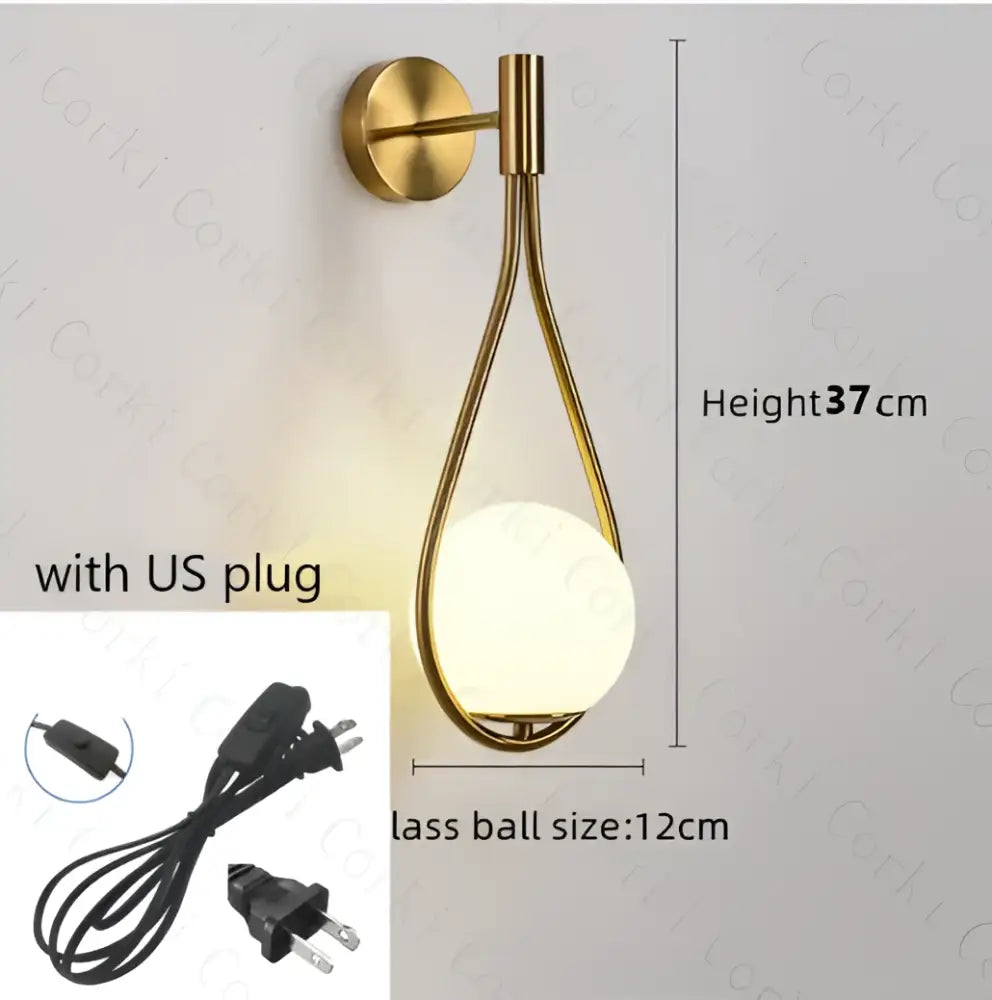 Black Gold LED Bedroom Sconce