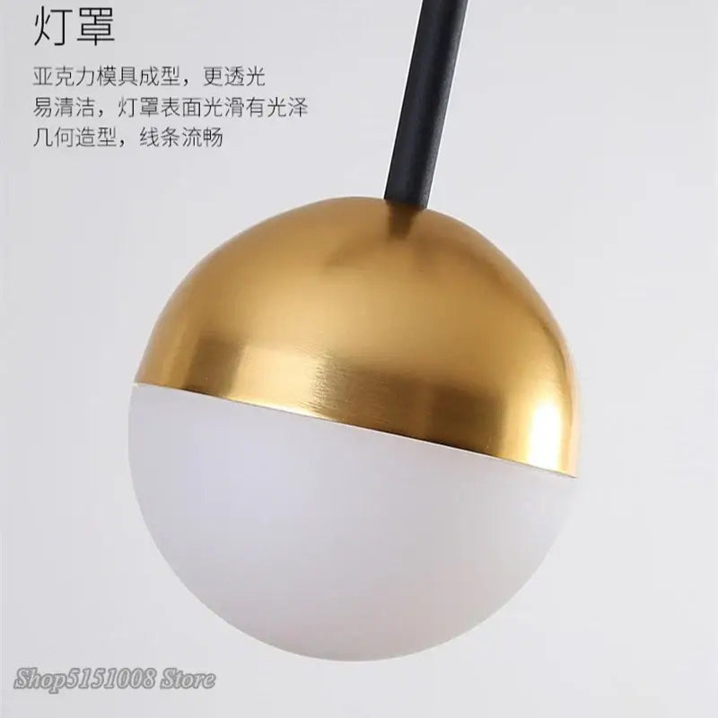 Gold Glass 9-Head Dining Room Pendant Lamp