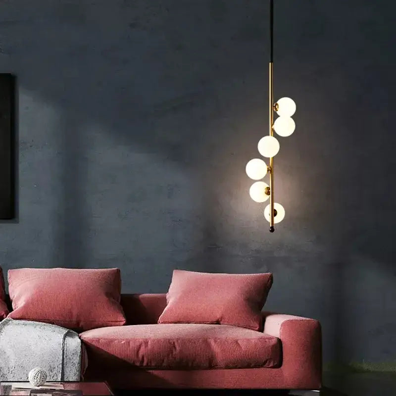 Black Gold Pendant Light with Six-Head Design