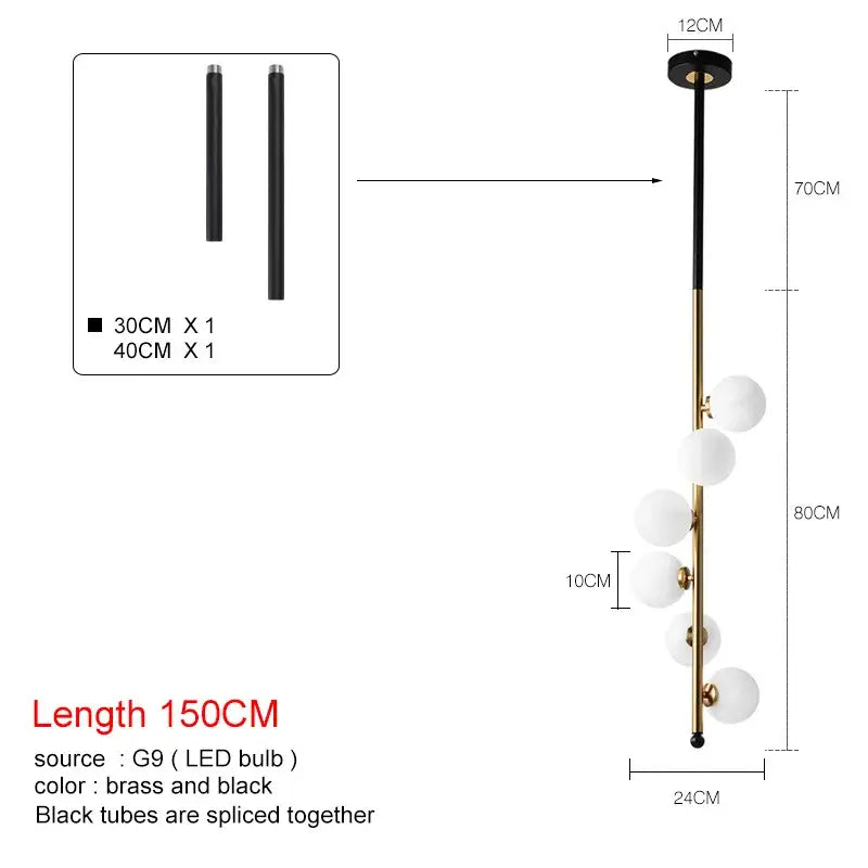 Black Gold Pendant Light with Six-Head Design