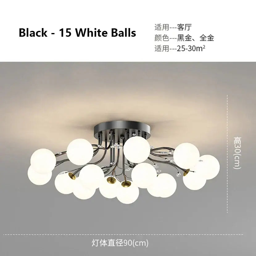 Gold Black Ceiling Light with Bubble Ball Design
