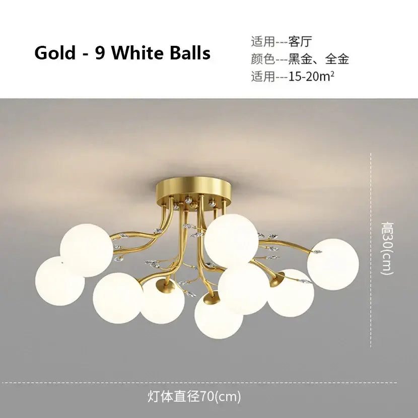 Gold Black Ceiling Light with Bubble Ball Design