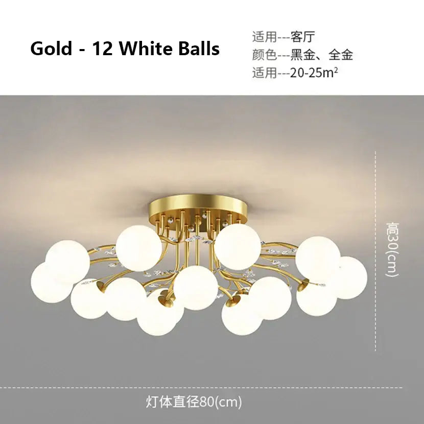 Gold Black Ceiling Light with Bubble Ball Design