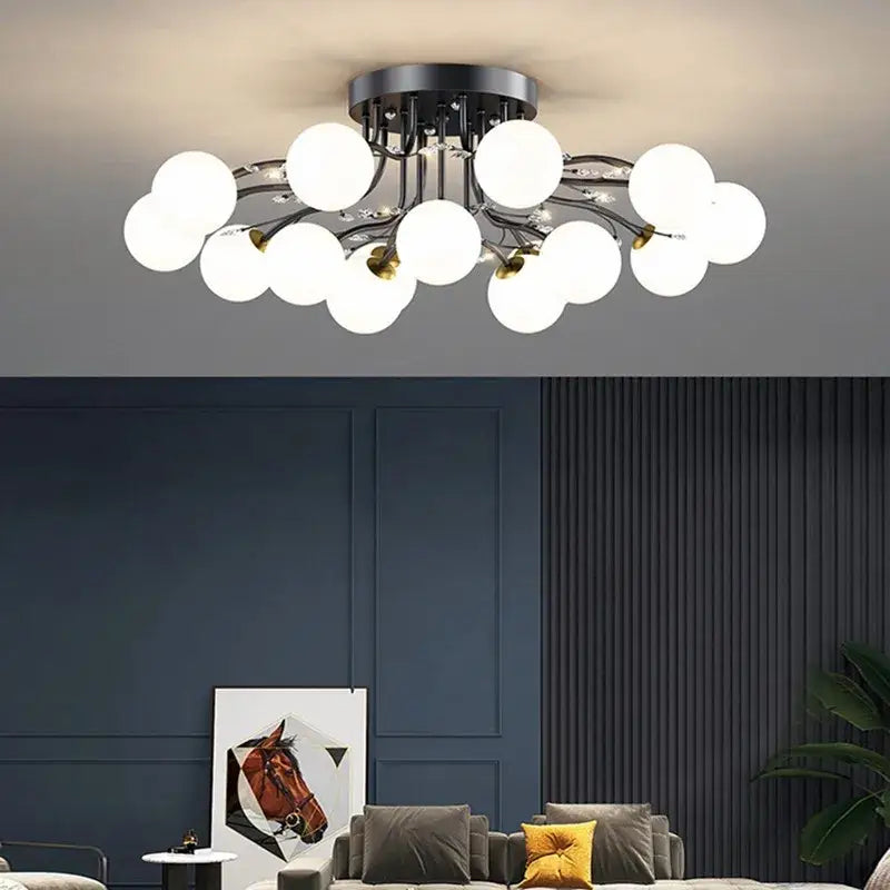 Gold Black Ceiling Light with Bubble Ball Design