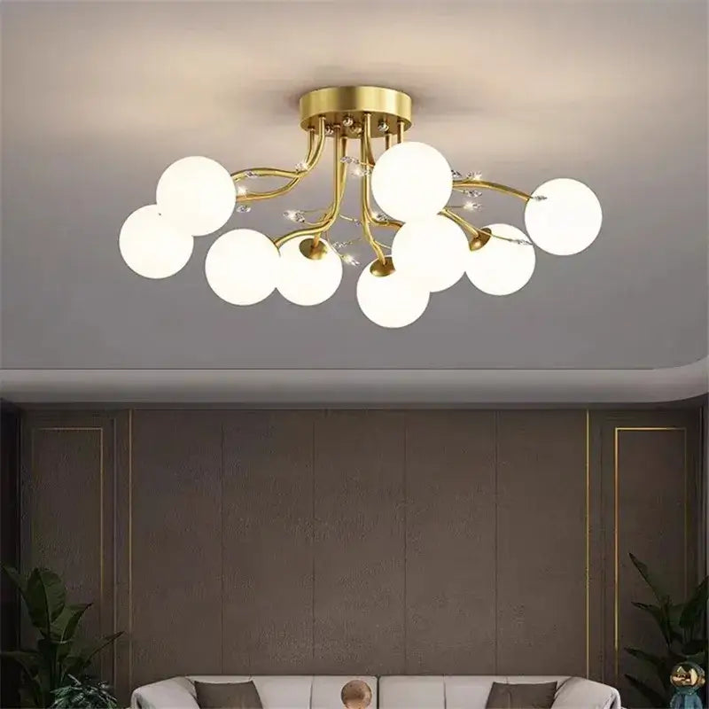 Gold Black Ceiling Light with Bubble Ball Design