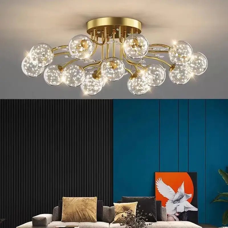 Gold Black Ceiling Light with Bubble Ball Design