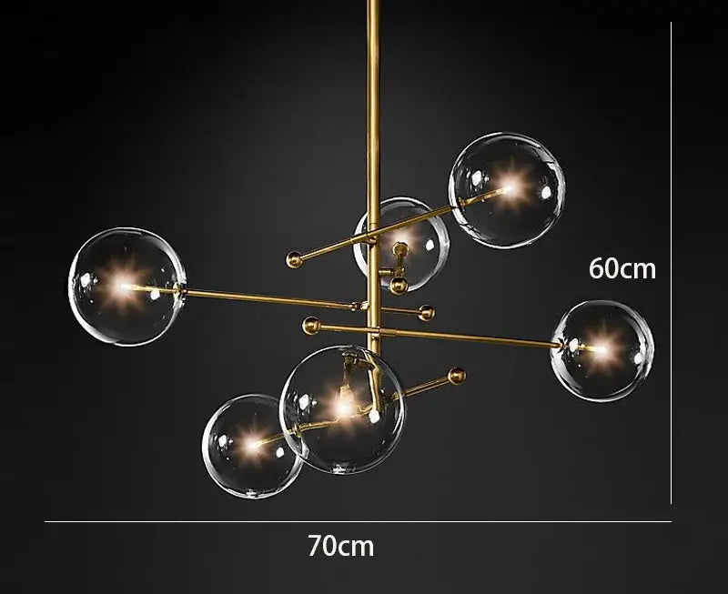Black Glass 8-Head LED Chandelier