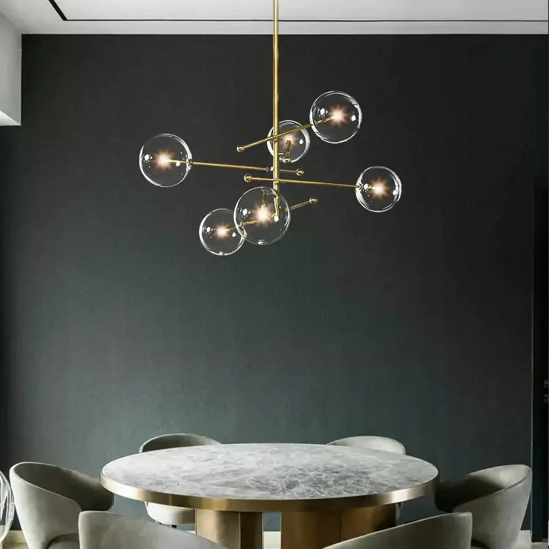 Black Glass 8-Head LED Chandelier