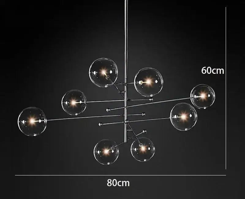 Black Glass 8-Head LED Chandelier