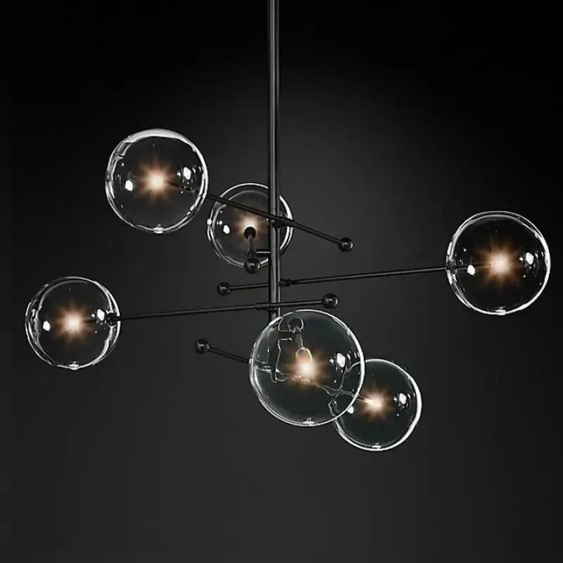 Black Glass 8-Head LED Chandelier