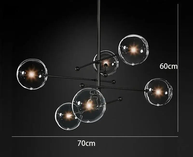 Black Glass 8-Head LED Chandelier