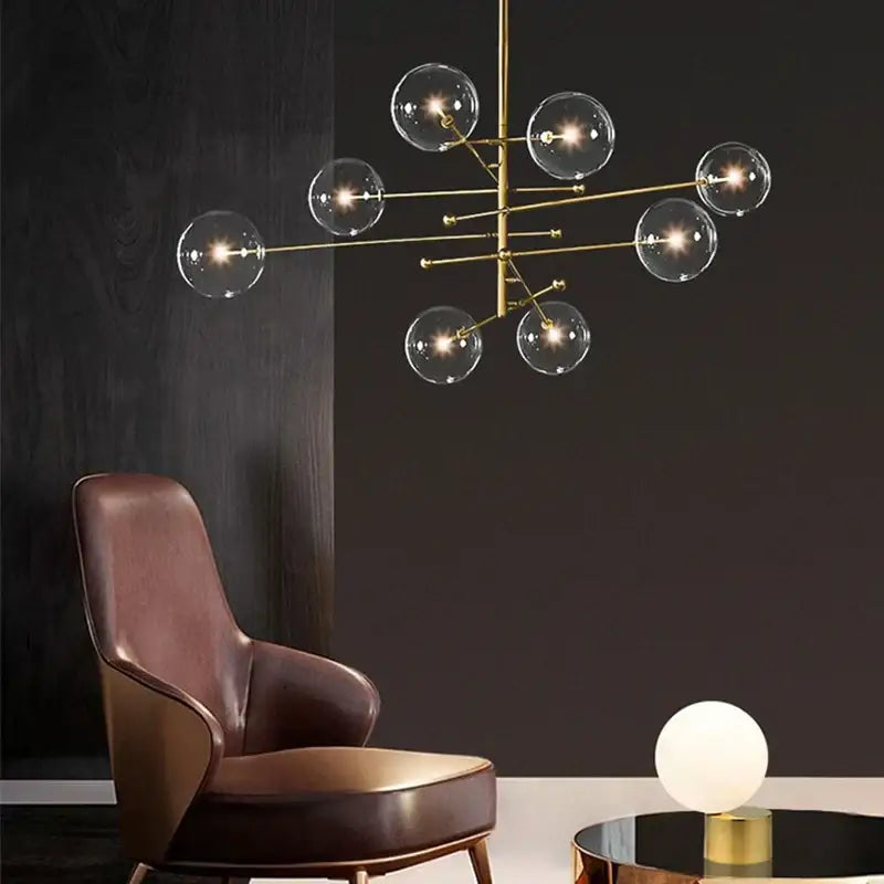 Black Glass 8-Head LED Chandelier