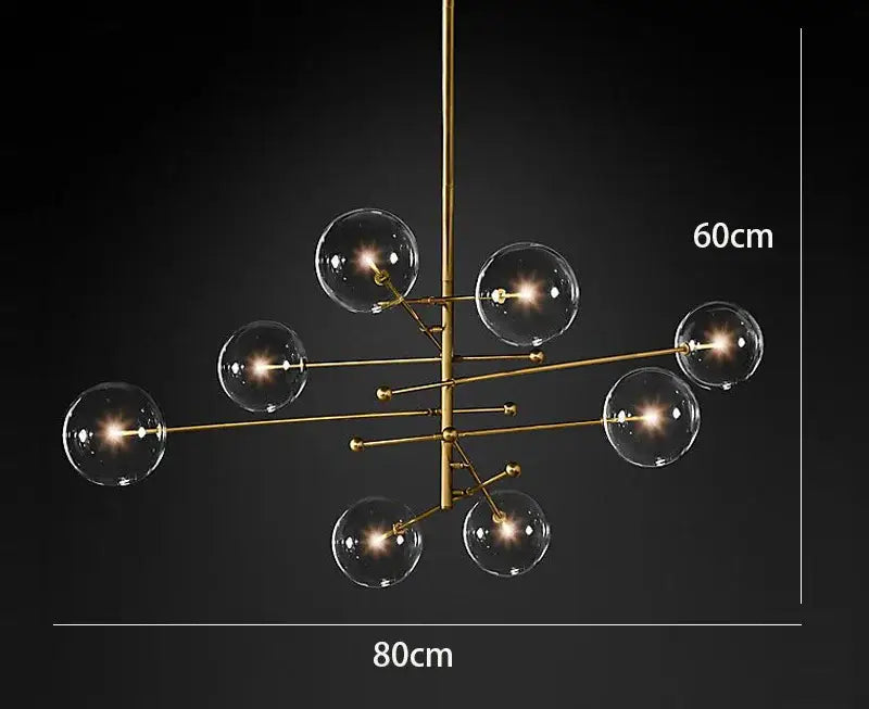 Black Glass 8-Head LED Chandelier